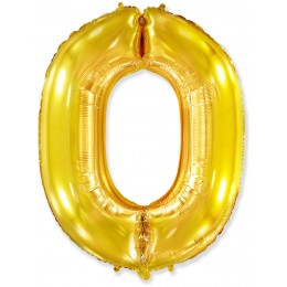Воздушный шар Цифра 0, (40''/102 см), золото